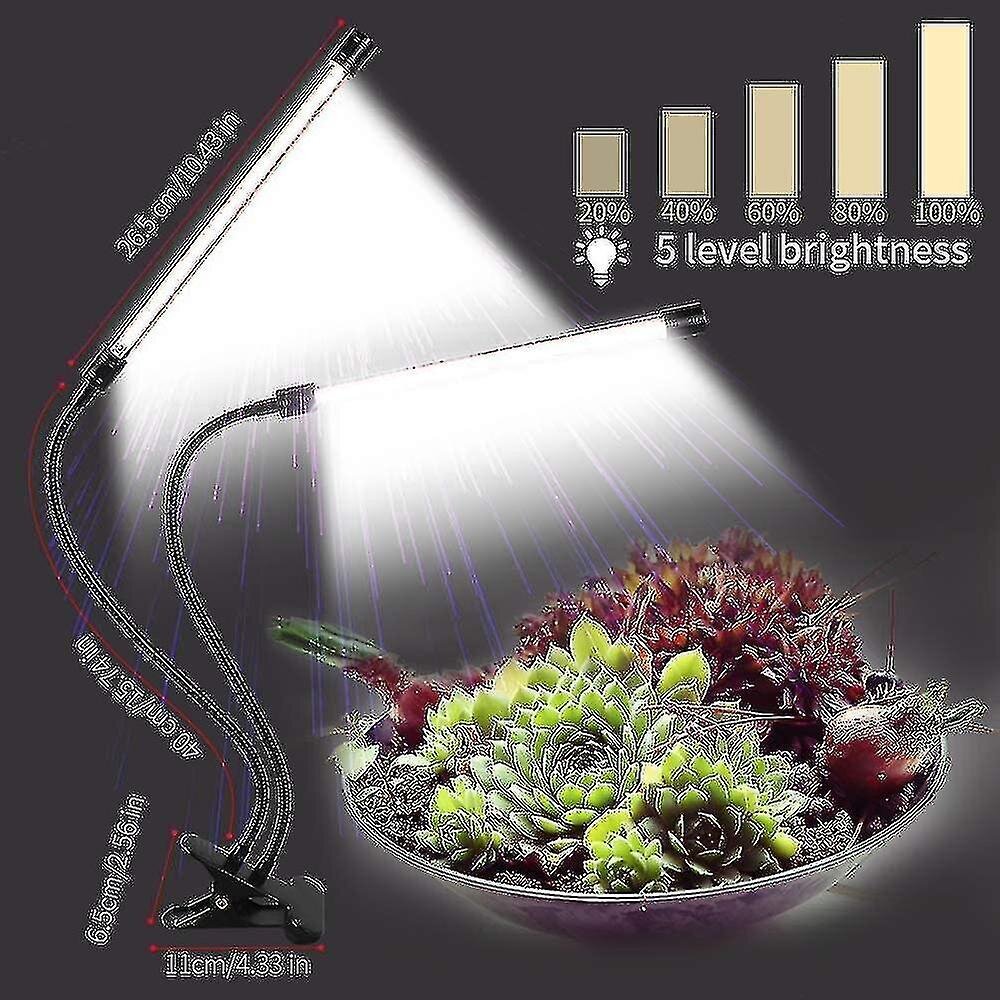 Grow Light,auringonvalo valkoinen 50w 84 Led Dual Head Clip Plant Lights, 4/8/12h ajastin 5 himmennettävää tasoa hinta ja tiedot | LED-valonauhat | hobbyhall.fi