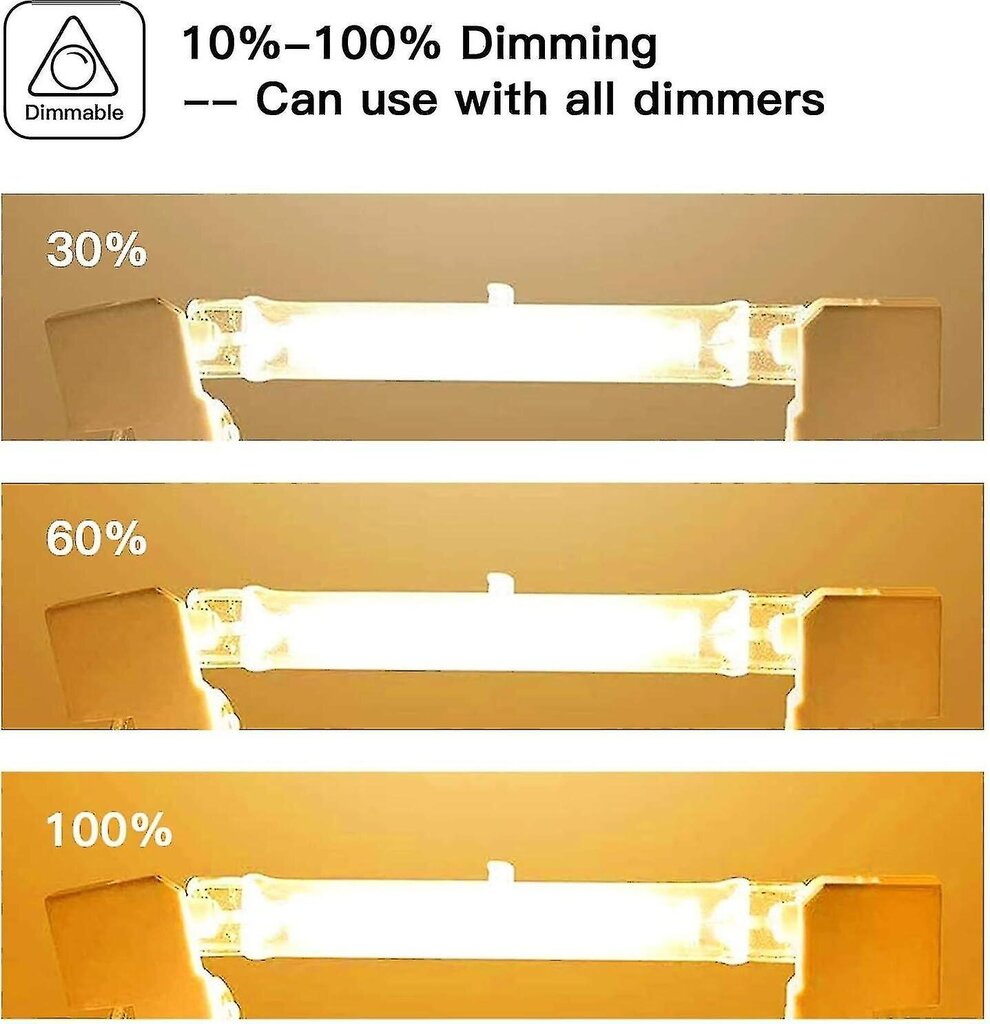 Sarja 5 kpl R7s halogeenipolttimo 78mm 80w 230v, R7s halogeenitanko 78mm, R7s halogeenipolttimo Himmennettävä halogeenitankolamppu hinta ja tiedot | LED-valonauhat | hobbyhall.fi