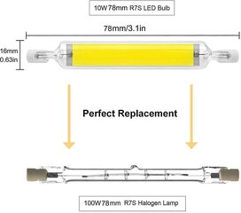 2kpl 10w 78mm R7s led-lamput Himmennettävät kylmän valkoiset 6000-6500k 100w halogeeni J78 vaihto, kaksipäinen R7s pohjaputki, 360 valon kulma, energiansäästö hinta ja tiedot | LED-valonauhat | hobbyhall.fi