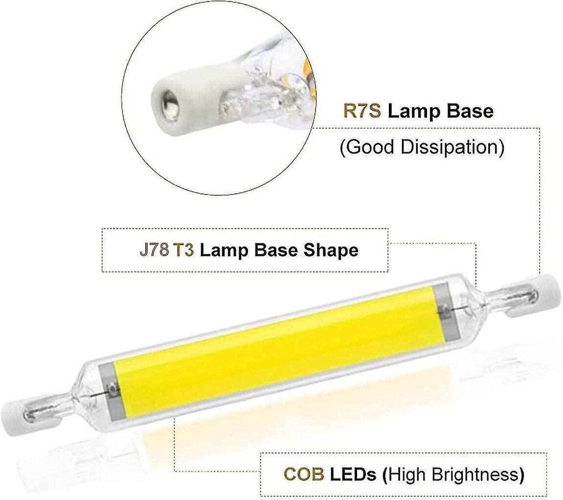 2kpl 10w 78mm R7s led-lamput Himmennettävät kylmän valkoiset 6000-6500k 100w halogeeni J78 vaihto, kaksipäinen R7s pohjaputki, 360 valon kulma, energiansäästö hinta ja tiedot | LED-valonauhat | hobbyhall.fi