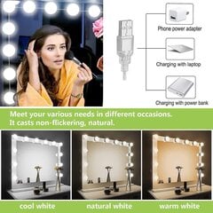 Hollywood Mirror USB -meikki valoilla, 10 lamppua, 3 valaistustilaa (vain valot) hinta ja tiedot | LED-valonauhat | hobbyhall.fi