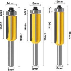 8mm varsinen puujyrsinterä 4 terällä, 3 kpl viimeistelykuviosarja varsisarja hinta ja tiedot | Koteloiden lisätarvikkeet | hobbyhall.fi