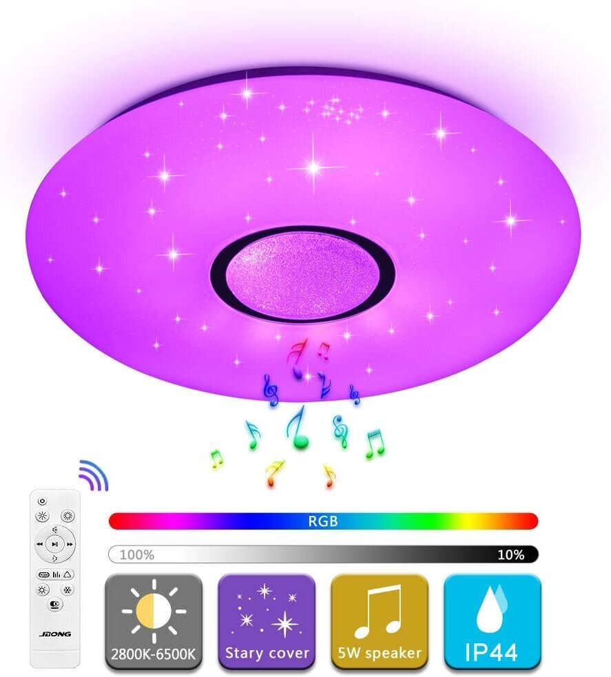 LED-kattovalo Bluetooth-kaiuttimella ja 24 W kaukosäätimellä, säädettävä voimakkuus, 2800-6500 K, vedenpitävä IP44 (ilman sovelluksen ohjausta) hinta ja tiedot | Älylaitteiden lisätarvikkeet | hobbyhall.fi