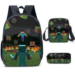 Uusi MINECRAFT-koululaukku ala- ja yläkoululaisille, Minecraft-pelien oheisreppu, kolmiosainen setti hinta ja tiedot | Pehmolelut | hobbyhall.fi