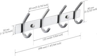Kylpyhuoneen naulakko metalliseinään kiinnitettävä 4 koukkua ruostumaton teräs kylpyhuoneen seinäkoukut hinta ja tiedot | Naulakot | hobbyhall.fi