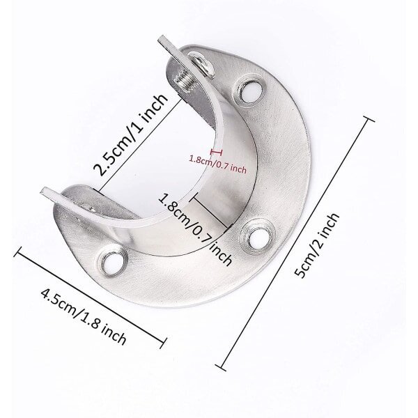 Ruostumattomasta teräksestä valmistettu vaatekaapin kannatin, 4-osainen U-muotoinen verhotangon kannake, ruuveilla (25 mm) hinta ja tiedot | Tulostustarvikkeet | hobbyhall.fi