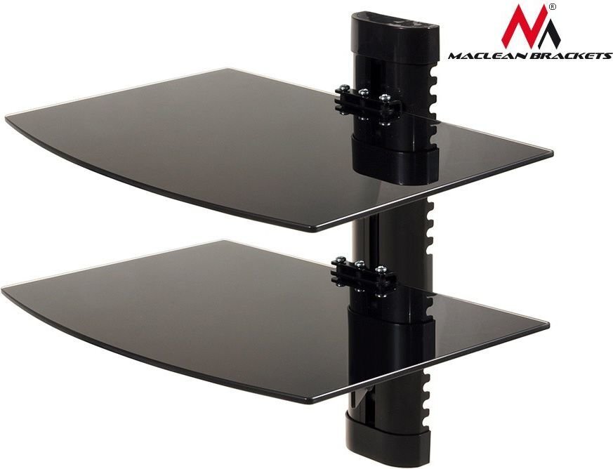 Maclean MC-662 2-Tier Wall Floating Glass Shelf Support DVD Console PS3 Xbox hinta ja tiedot | TV-seinätelineet | hobbyhall.fi