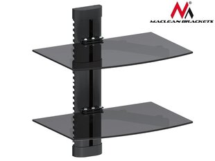 Maclean MC-662 2-Tier Wall Floating Glass Shelf Support DVD Console PS3 Xbox hinta ja tiedot | TV-seinätelineet | hobbyhall.fi