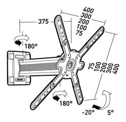 Erard CLIFF 400 Twist, Vesa 75x75 - 400x400, 30 "-55" hinta ja tiedot | TV-seinätelineet | hobbyhall.fi