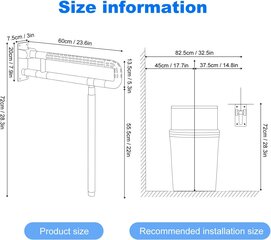 Taitettava wc-kahvatangot, WC:n turvatuki, kylpyhuoneeseen, liukumaton ruostumaton teräs, vammaiset tartuntatangot hinta ja tiedot | Muut huonekalutarvikkeet | hobbyhall.fi