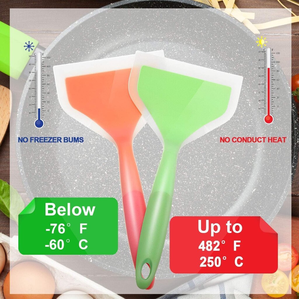 kpl silikonipannukakkukääntäjä leveä lasta, tarttumaton paistettu lapio kalalastalla Joustava silikoninen leveä lasta tarttumattomalle keittoastialle kananmuna-keksi-omeletille (vihreä, oranssi) hinta ja tiedot | Muut huonekalutarvikkeet | hobbyhall.fi