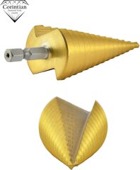 Corintian HSS poranterä TiN-pinnoitteella metallille, puulle ja muoville - Kartiomainen poranterä laserleikkausvaakalla - Yksi poranterä useille halkaisijoille - Halkaisija 4-32 mm / 15 porrasta hinta ja tiedot | Muut huonekalutarvikkeet | hobbyhall.fi