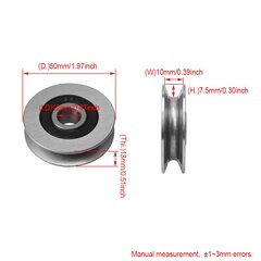 50x13mm titaanivärinen rautalaakeroitu teräsvaijerin hihnapyörä U-muotoinen pyörän laakeri välipyörän hihnapyörän kuormituslaakeri 512 kg kuntosalivarusteille autotallin oven avaaja hinta ja tiedot | Muut huonekalutarvikkeet | hobbyhall.fi