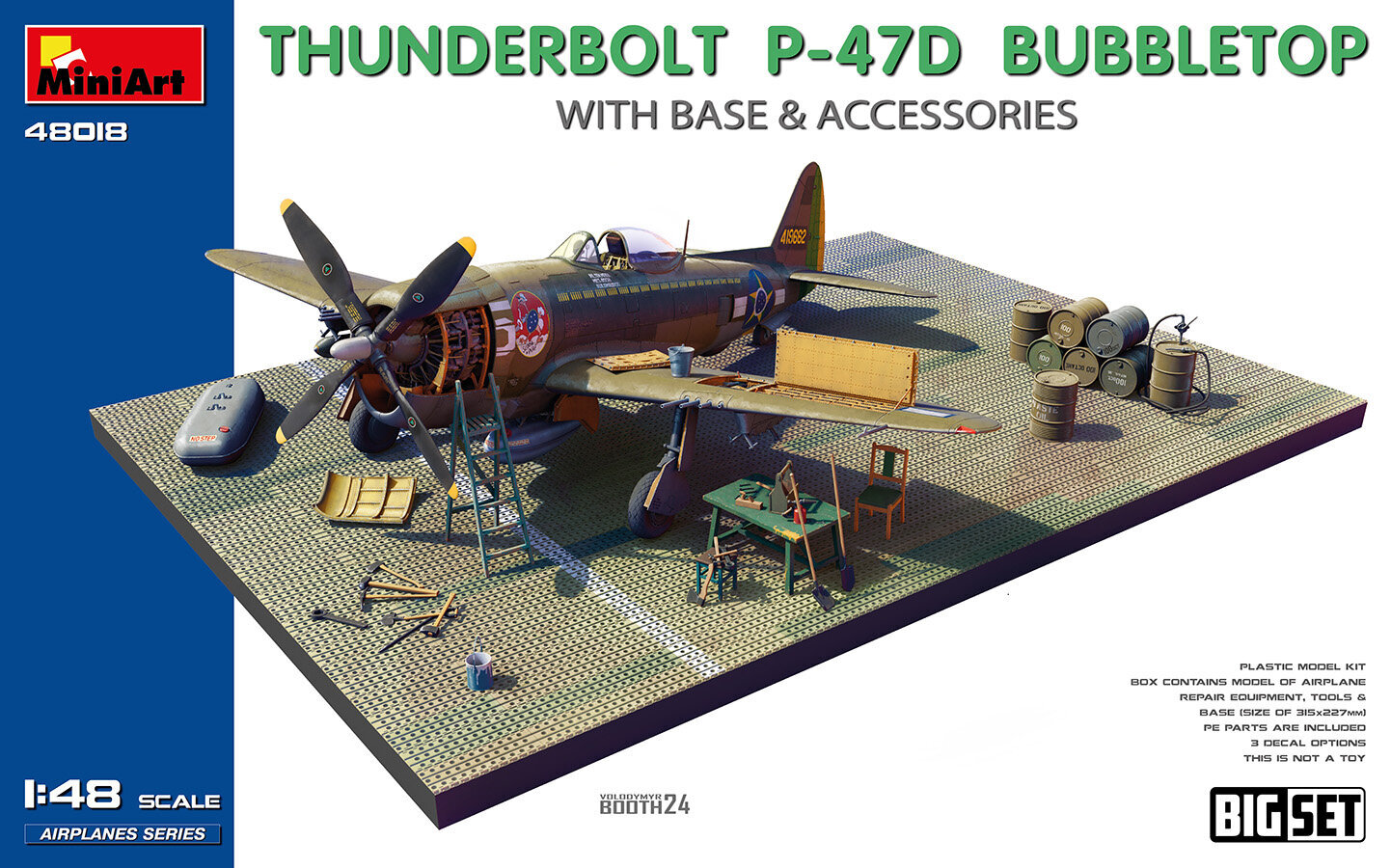 Liimattava malli MiniArt 48018 Thunderbolt P-47D Bubbletop with Base and Accessories Big Set 1/48 hinta ja tiedot | Koottavat pienoismallit | hobbyhall.fi