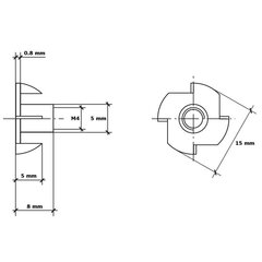 100 hiiliteräksistä kynsimutterit - kierremutterit puulle - M4x8mm hinta ja tiedot | Muut huonekalutarvikkeet | hobbyhall.fi