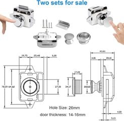 2kpl Painike Salpa Lukko Asuntovaunu Metalli 14-16mm Painonappi Ovi Avaimeton Oven Kaapin lukko Ruuveilla Kaappiin Matkailuautoja Jahdit Laatikosto Karavaani Vaatekaappi hinta ja tiedot | Muut huonekalutarvikkeet | hobbyhall.fi