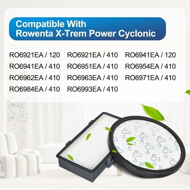 HEPA-suodattimet Rowenta X-Trem Power Cyclonic RO6984EA RO6941EA RO6963EA RO6921EA RO6971EA RO6993EA (malli RO69XX) pölynimurit, vaihtosuodattimen tarvikkeet ZR006001 (2 kpl pakkaus) hinta ja tiedot | Muut huonekalutarvikkeet | hobbyhall.fi