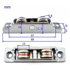 12 mm metalliakselit liukuvalle ikkunarullalle kaksoispyörälle hinta ja tiedot | Muut huonekalutarvikkeet | hobbyhall.fi