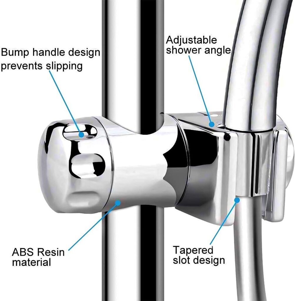 Vaihdettava kädessä pidettävä suihkuteline, suihkupään kiinnike, säädettävä kylpyhuoneen suihkupään pidike Sopiva 25 mm suihkutanko, 19-22 mm suihkupää, ABS kromipinnoitettu hinta ja tiedot | Muut huonekalutarvikkeet | hobbyhall.fi