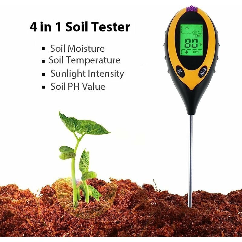 4 in 1 digitaalinen sisä-ulkomaan maanmittauslaite PH happamuuden auringonvalon kosteuslämpötila puutarhatilan nurmikon kukkakasveille hinta ja tiedot | Muut huonekalutarvikkeet | hobbyhall.fi