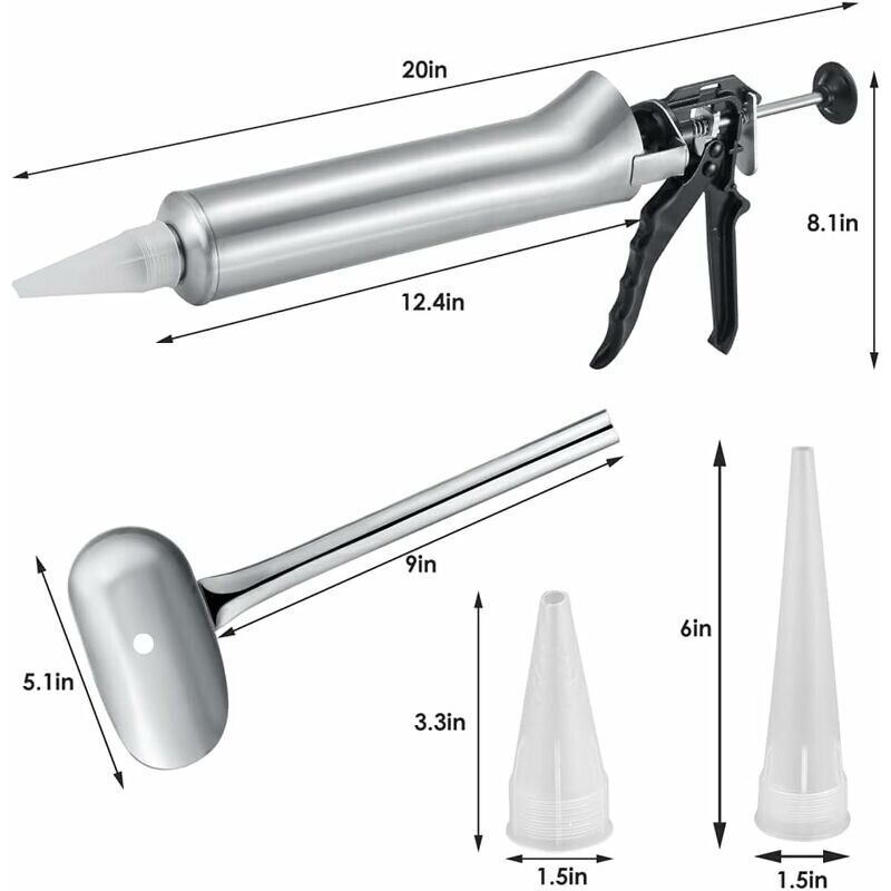 Ruostumattomasta teräksestä valmistettu laattojen tiivistyspistooli, sementtitiivistyspistooli rakennusteollisuudelle kahdella eri suuttimella hinta ja tiedot | Muut huonekalutarvikkeet | hobbyhall.fi