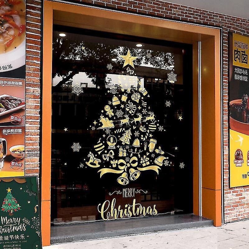 Christmas Window Clings Seinätarrat, Lumihiutale Joulukuusi Poro Kultainen Glitter hinta ja tiedot | Koristeet ja tarrat | hobbyhall.fi