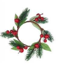 Couronne De Nol Sapin Et Baies Rouges 18 cm hinta ja tiedot | Koristeet ja tarrat | hobbyhall.fi