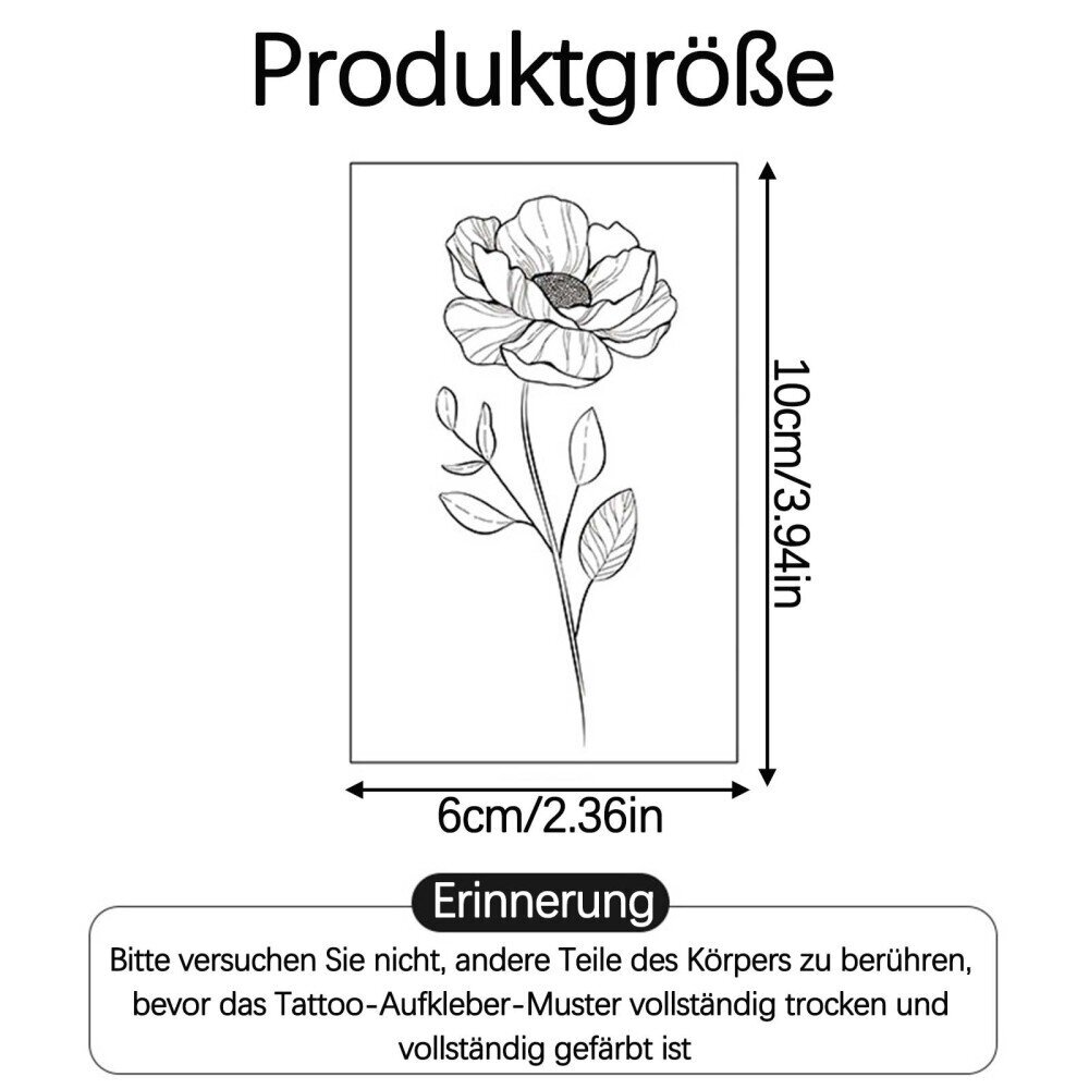 Applikaatiot, koristeet, tarrat, 10 arkkia Black Flower Vine väliaikaisia tatuointeja hinta ja tiedot | Koristeet ja tarrat | hobbyhall.fi