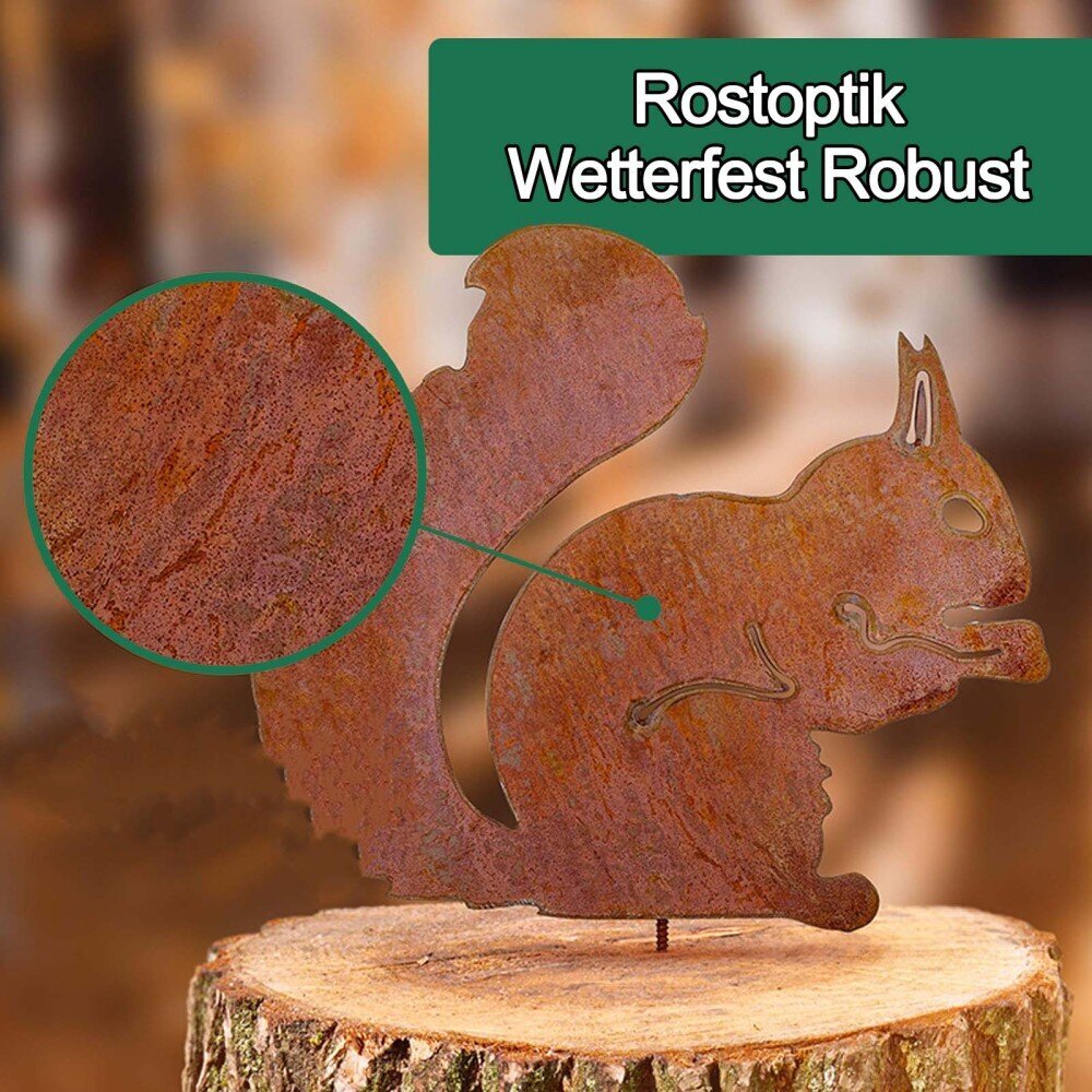 Applikaatioita, koristeita, tarroja, 25 cm maalaismainen orava rautapuutarha, syyssisustus hinta ja tiedot | Koristeet ja tarrat | hobbyhall.fi