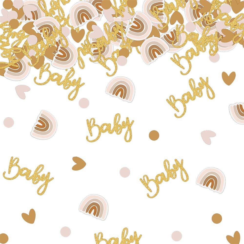 Applikaatioita, koristeita, tarroja, 60 kpl Gold Boho Rainbow Baby Shower Confetti hinta ja tiedot | Koristeet ja tarrat | hobbyhall.fi