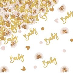 Applikaatioita, koristeita, tarroja, 60 kpl Gold Boho Rainbow Baby Shower Confetti hinta ja tiedot | Koristeet ja tarrat | hobbyhall.fi