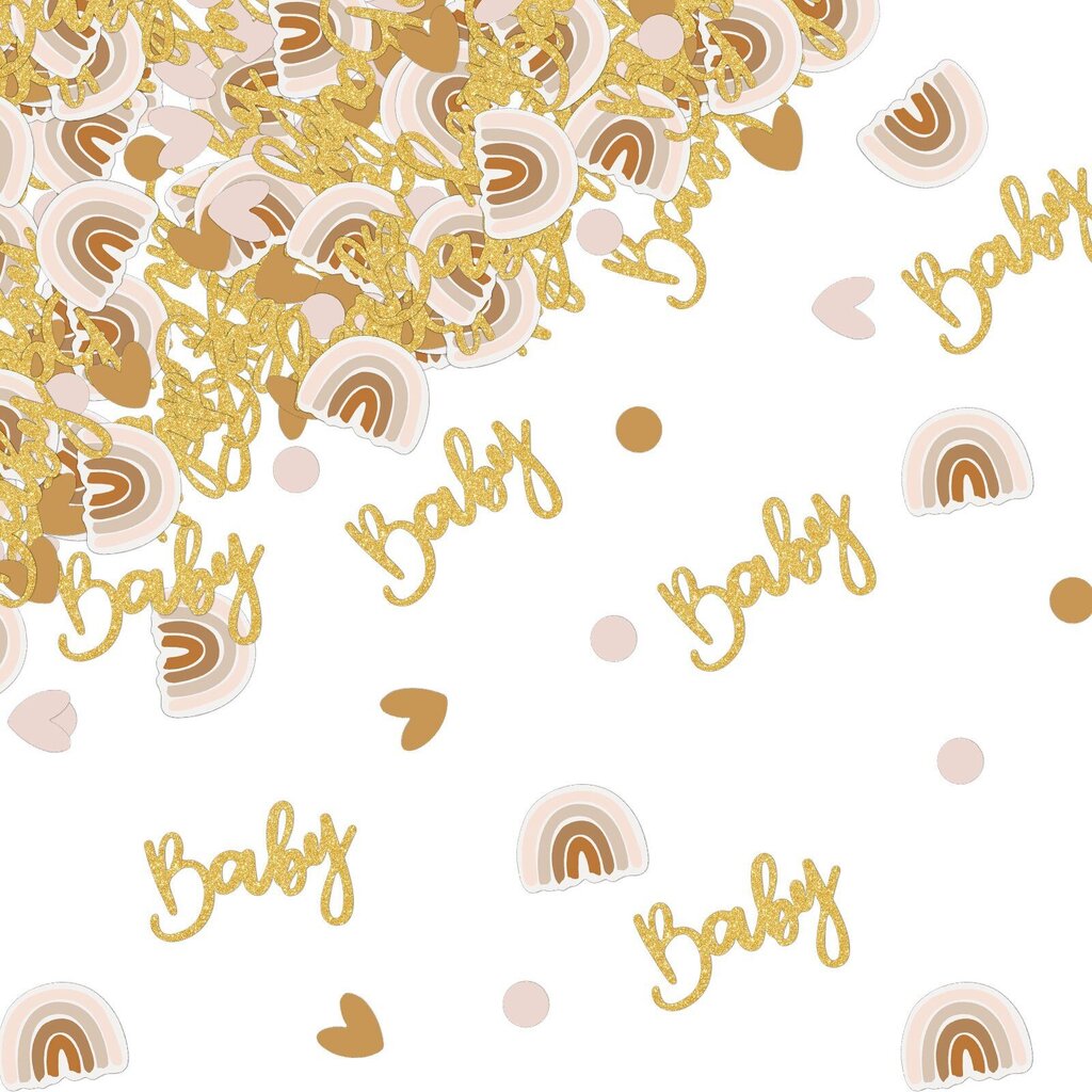 Applikaatioita, koristeita, tarroja, 60 kpl Gold Boho Rainbow Baby Shower Confetti hinta ja tiedot | Koristeet ja tarrat | hobbyhall.fi