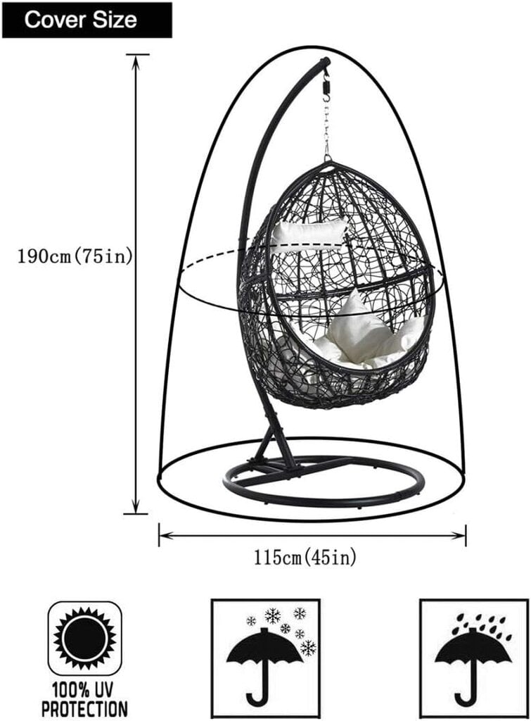 Puutarha rottinki paju vedenpitävä riippuva tuolin huonekalun päällinen - muna suojakuori tuoli - 210D Oxford polyesteri PVC kansi hinta ja tiedot | Pöytälevyt | hobbyhall.fi