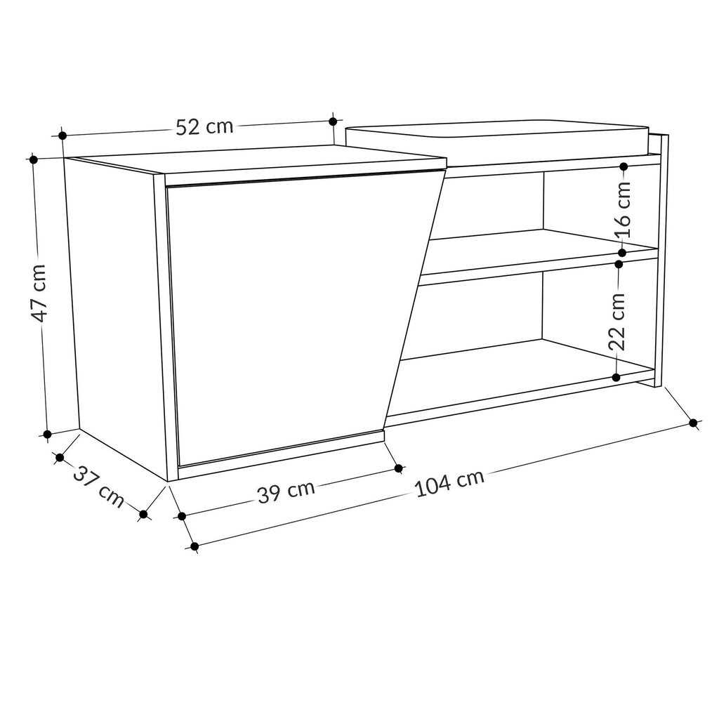 Kenkäkaappi Asir Fiona Bench, harmaa/valkoinen hinta ja tiedot | Kenkäkaapit ja -hyllyt | hobbyhall.fi