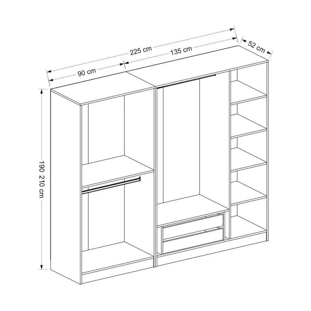 Vaatekaappi Asir Kale 2438, valkoinen hinta ja tiedot | Kaapit | hobbyhall.fi