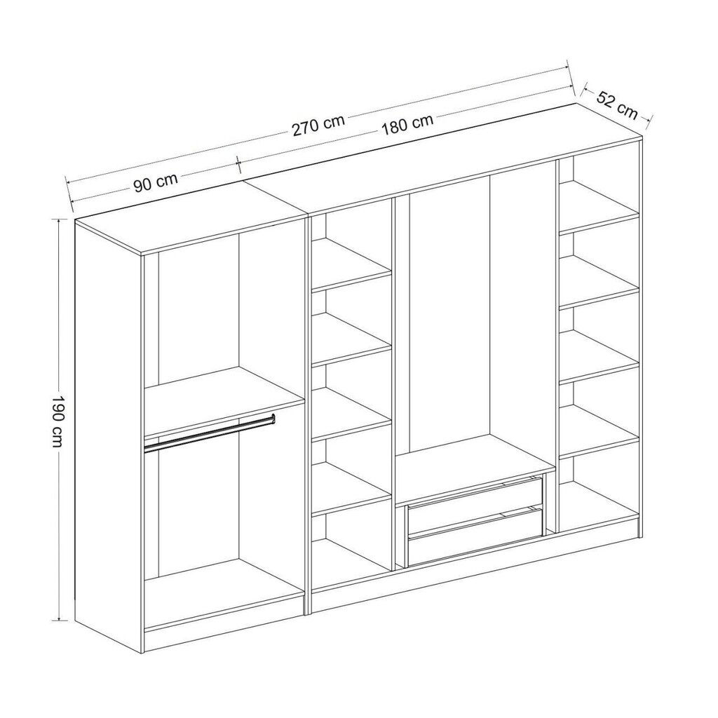 Vaatekaappi Asir Kale 2439, valkoinen hinta ja tiedot | Kaapit | hobbyhall.fi