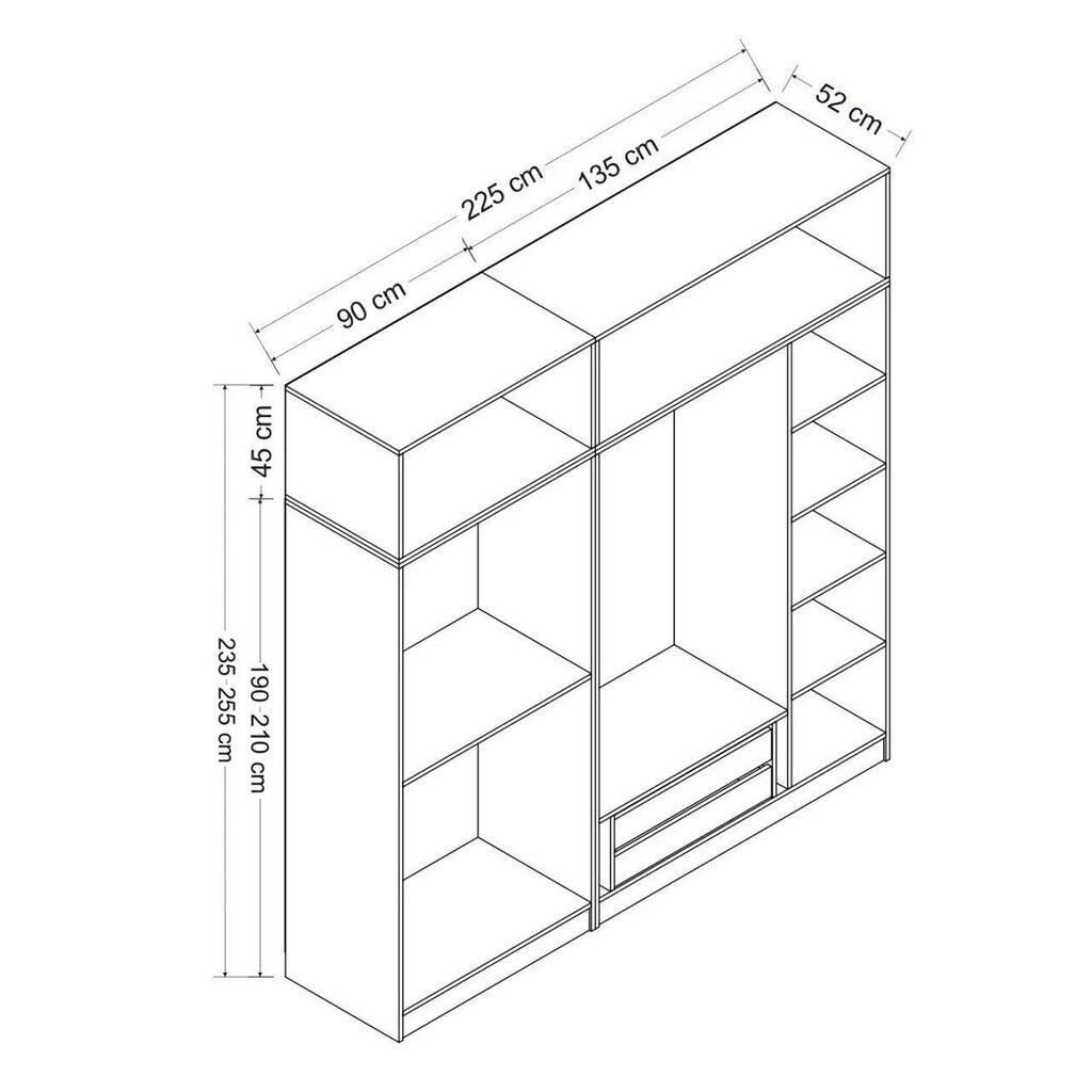 Vaatekaappi Asir Kale 3085, valkoinen hinta ja tiedot | Kaapit | hobbyhall.fi