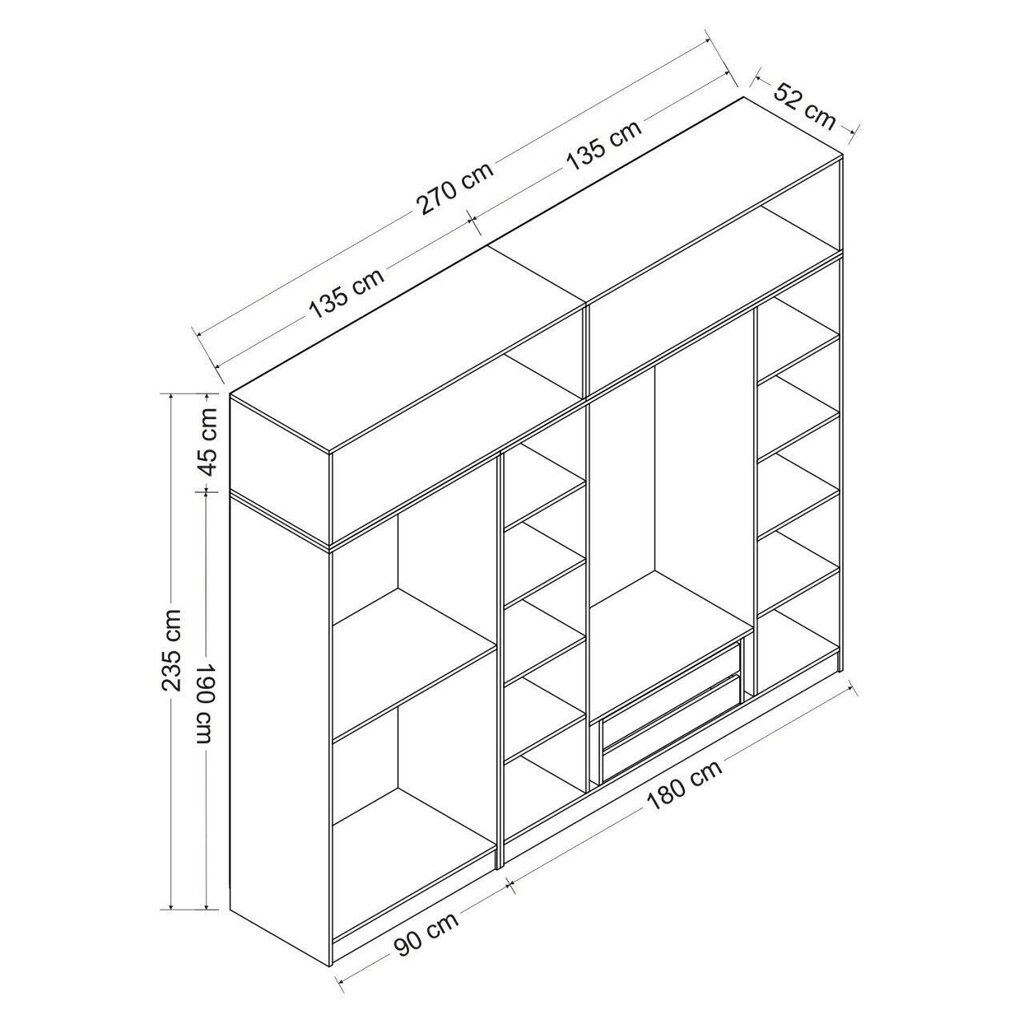 Vaatekaappi Asir Kale 3086, valkoinen hinta ja tiedot | Kaapit | hobbyhall.fi