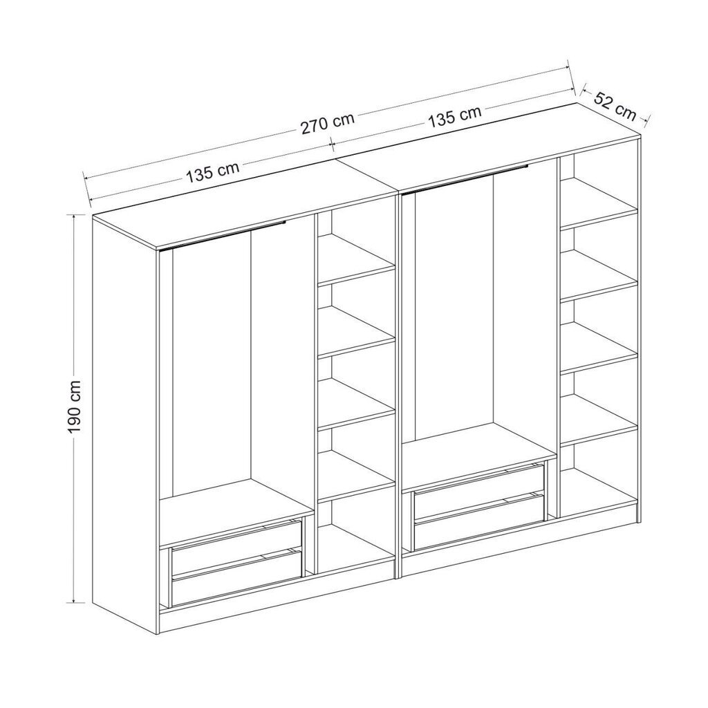 Vaatekaappi Asir Kale 3807, valkoinen hinta ja tiedot | Kaapit | hobbyhall.fi