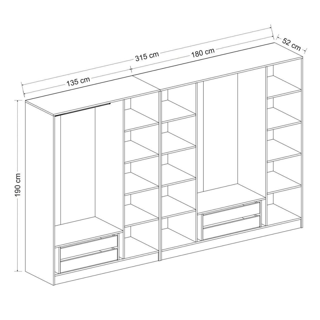 Vaatekaappi Asir Kale 3823, valkoinen hinta ja tiedot | Kaapit | hobbyhall.fi