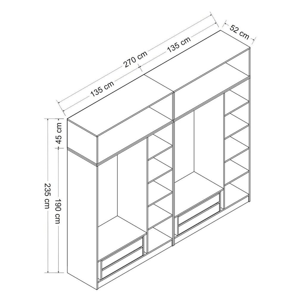 Vaatekaappi Asir Kale 3945, valkoinen hinta ja tiedot | Kaapit | hobbyhall.fi