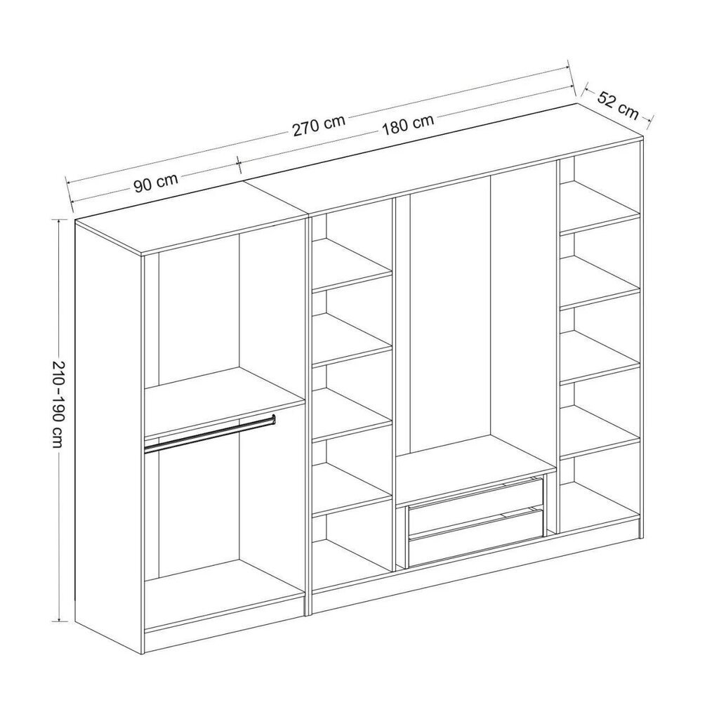 Vaatekaappi Asir Kale 4929, valkoinen hinta ja tiedot | Kaapit | hobbyhall.fi