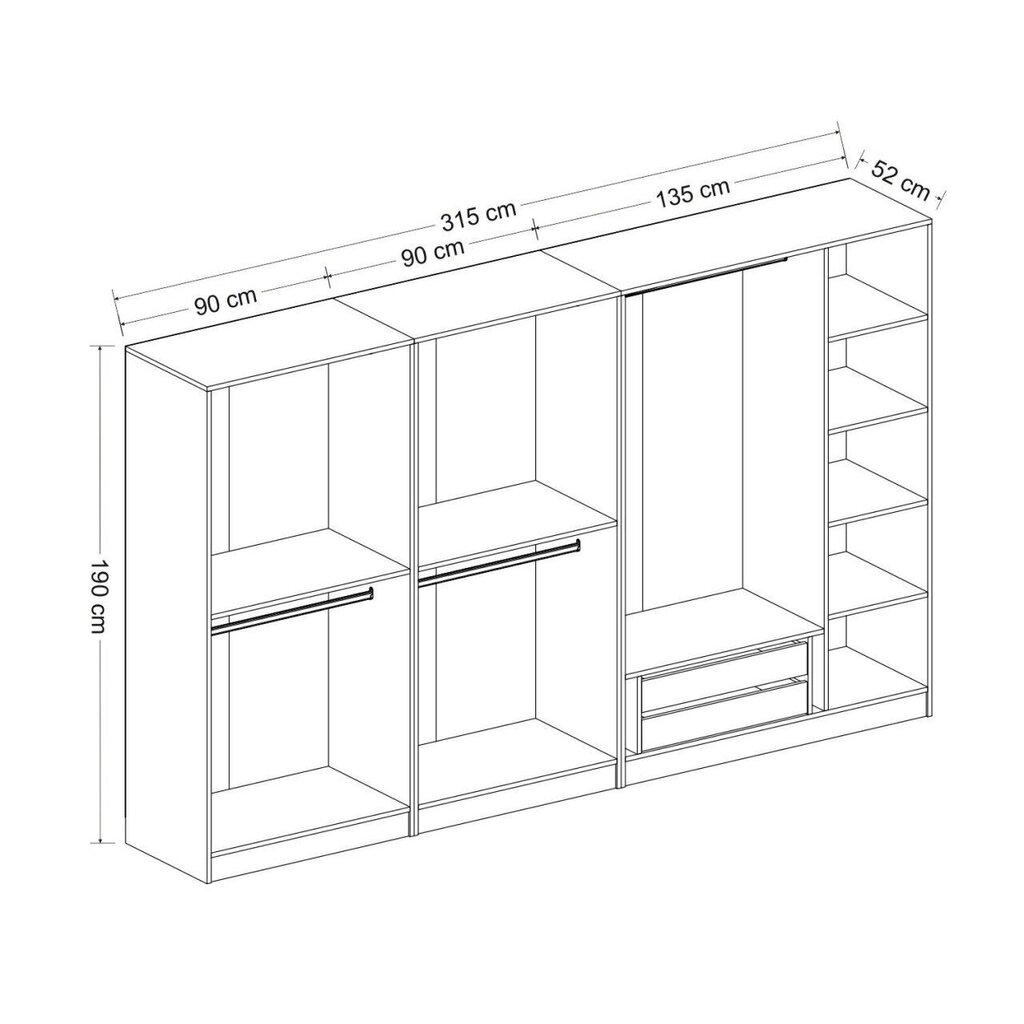 Vaatekaappi Asir Kale 4931, valkoinen hinta ja tiedot | Kaapit | hobbyhall.fi