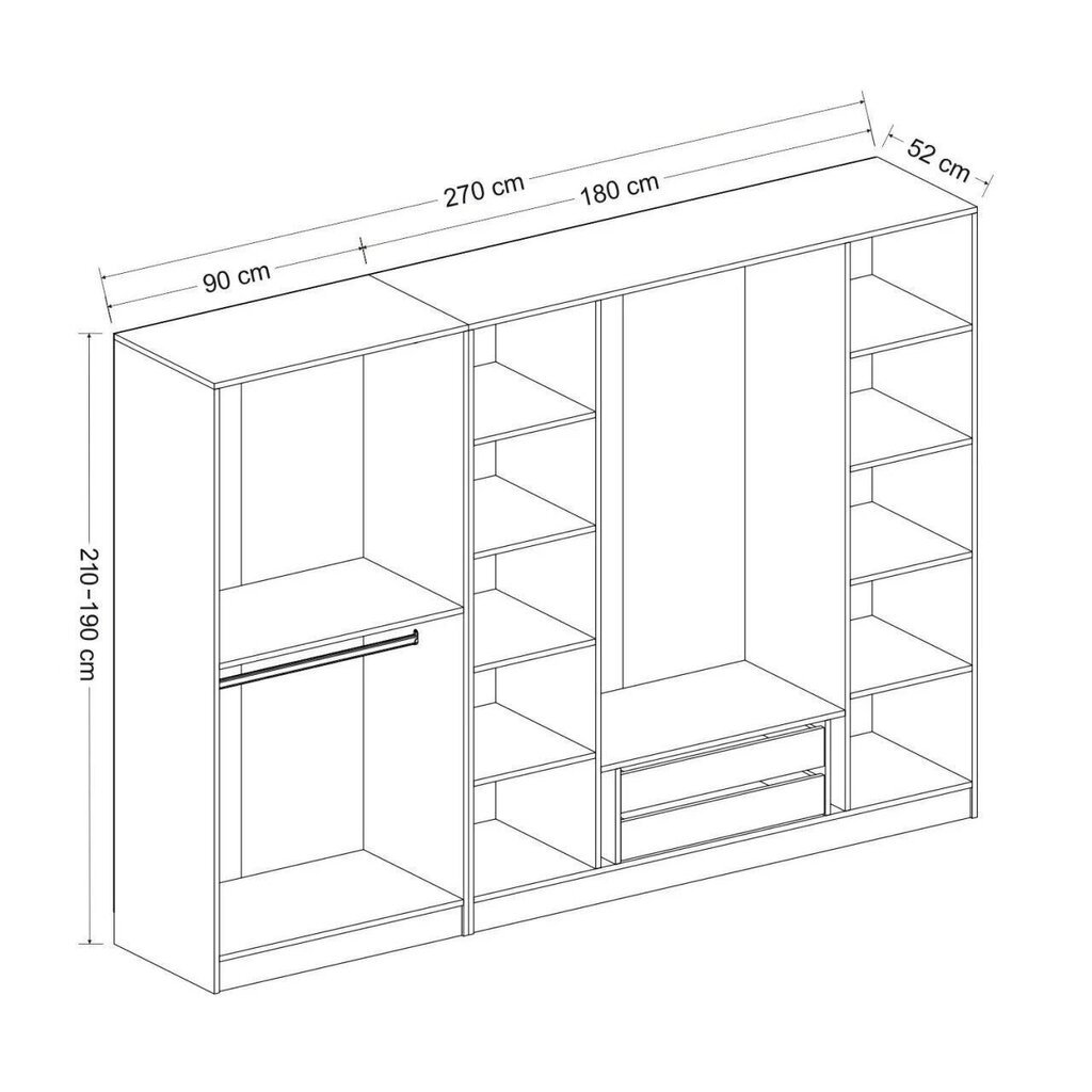 Vaatekaappi Asir Kale 5033, valkoinen hinta ja tiedot | Kaapit | hobbyhall.fi