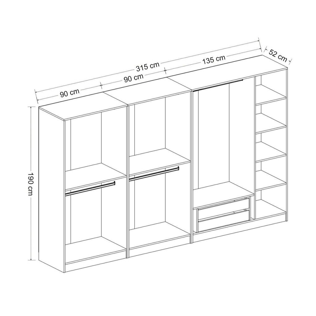 Vaatekaappi Asir Kale 5035, valkoinen hinta ja tiedot | Kaapit | hobbyhall.fi