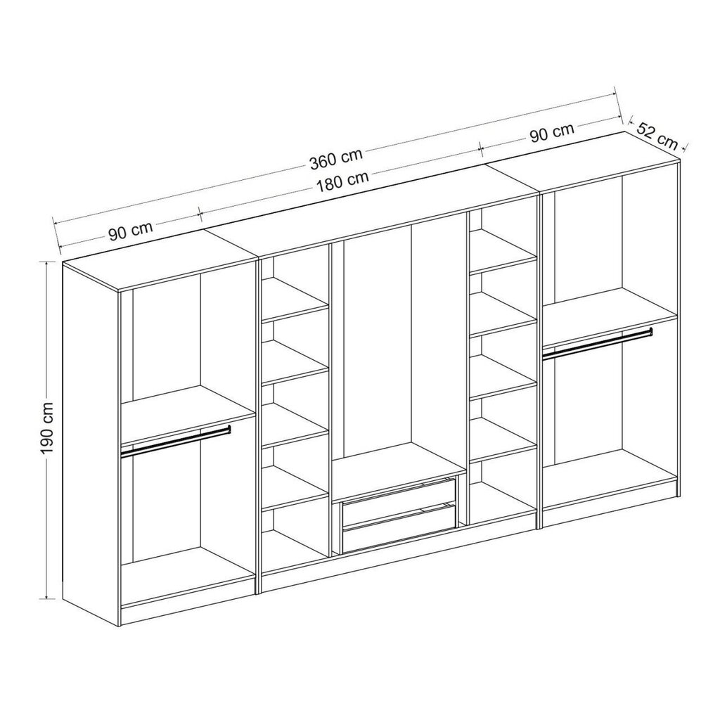 Vaatekaappi Asir Kale 5047, musta hinta ja tiedot | Kaapit | hobbyhall.fi