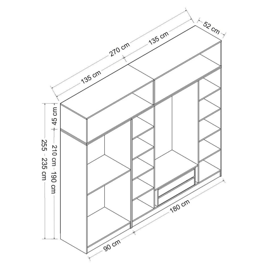 Vaatekaappi Asir Kale 5162, harmaa hinta ja tiedot | Kaapit | hobbyhall.fi