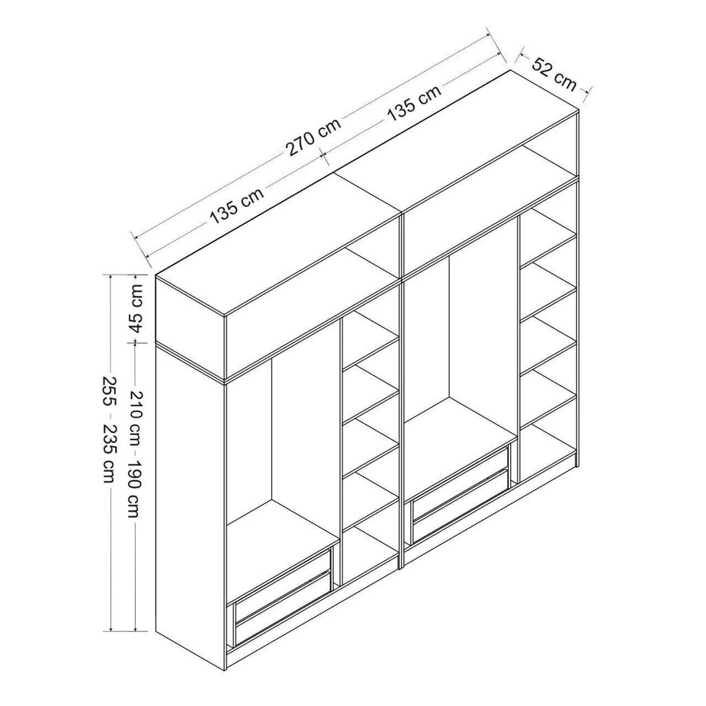 Vaatekaappi Asir Kale 5176, harmaa hinta ja tiedot | Kaapit | hobbyhall.fi