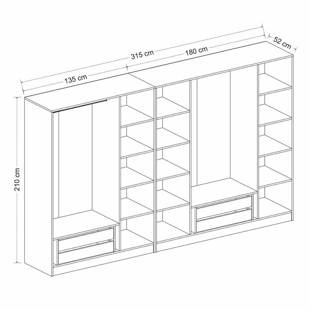 Vaatekaappi Asir Kale 6640, musta hinta ja tiedot | Kaapit | hobbyhall.fi