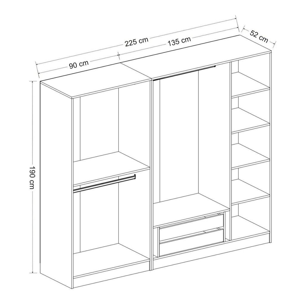 Vaatekaappi Asir Kale 190 v2, harmaa hinta ja tiedot | Kaapit | hobbyhall.fi